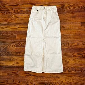 OAT Long Denim Ecru Skirt. Size 2/26